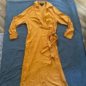 Rachel Zoe Elegant Wrap Dress in orange summer linen dress